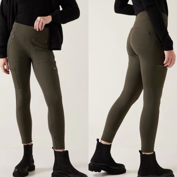 Athleta Pants - Athleta Headlands Hybrid Mid Rise Tight Stretch Green Pants Women's 2 Pockets